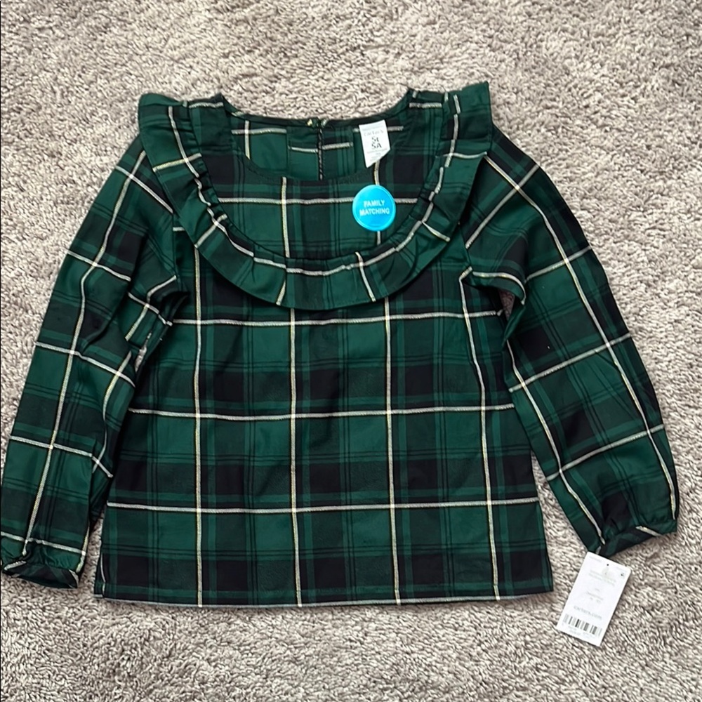 Carter's Green Plaid Ruffled Blouse